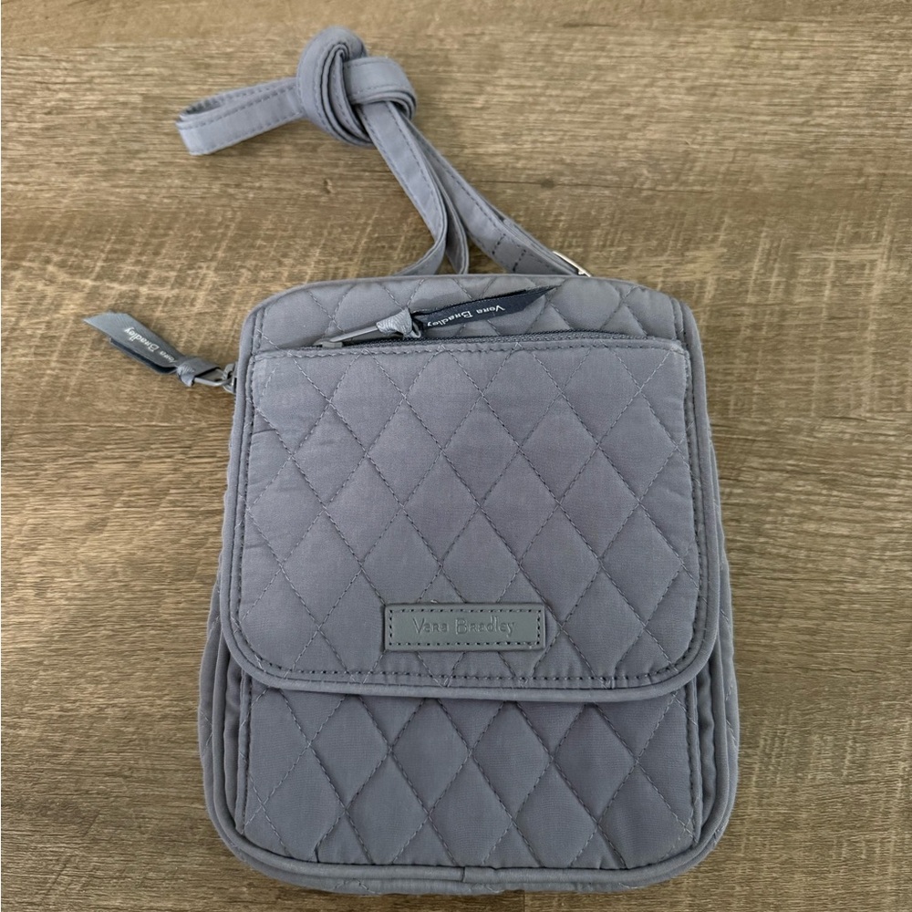 NEW! Never used! Vera Bradley Gray Quilted Messenger Bag with Diamond Pattern
